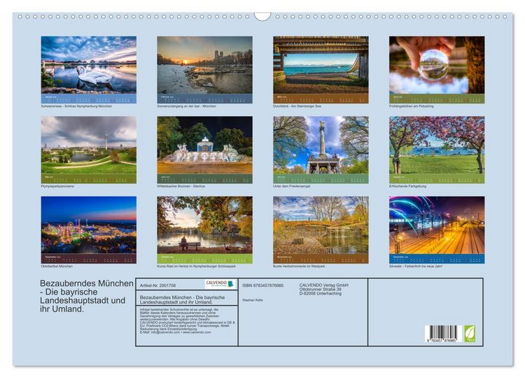 Produktbild: Bezauberndes M&uuml;nchen - Die bayrische Landeshauptstadt und ihr Umland. (Wandkalender 2026 DIN A2 quer), CALVENDO Monatskalender