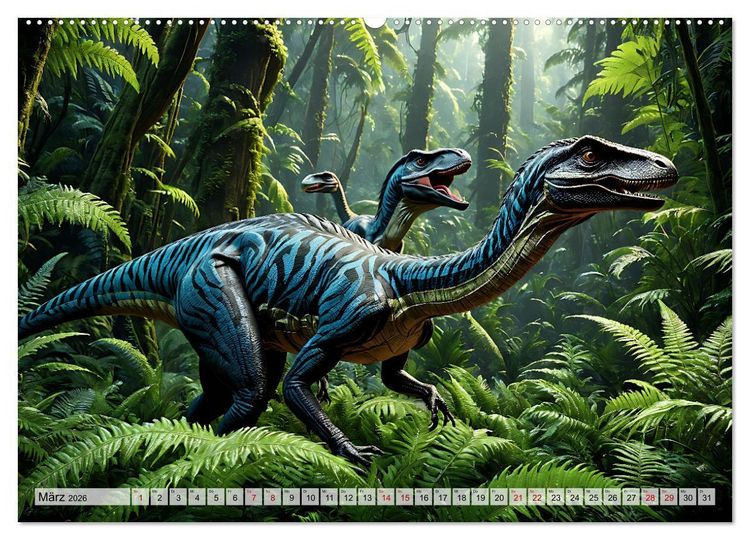Produktbild: Dinosaurier - die Welt der Urzeitgiganten (hochwertiger Premium Wandkalender 2026 DIN A2 quer), Kunstdruck in Hochglanz