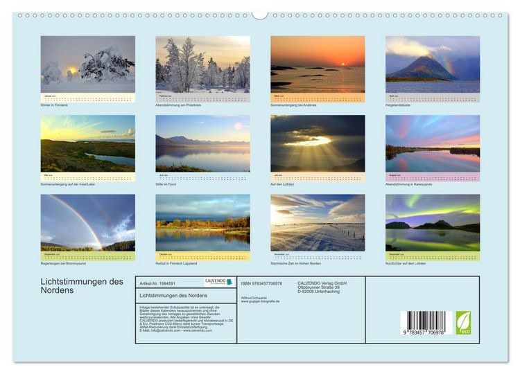 Produktbild: Lichtstimmungen des Nordens (hochwertiger Premium Wandkalender 2026 DIN A2 quer), Kunstdruck in Hochglanz
