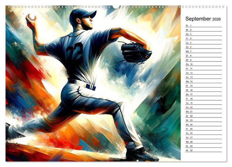 Produktbild: Baseball Acryl - Zwischen Realit&auml;t und KI Visionen (Wandkalender 2026 DIN A2 quer), CALVENDO Monatskalender
