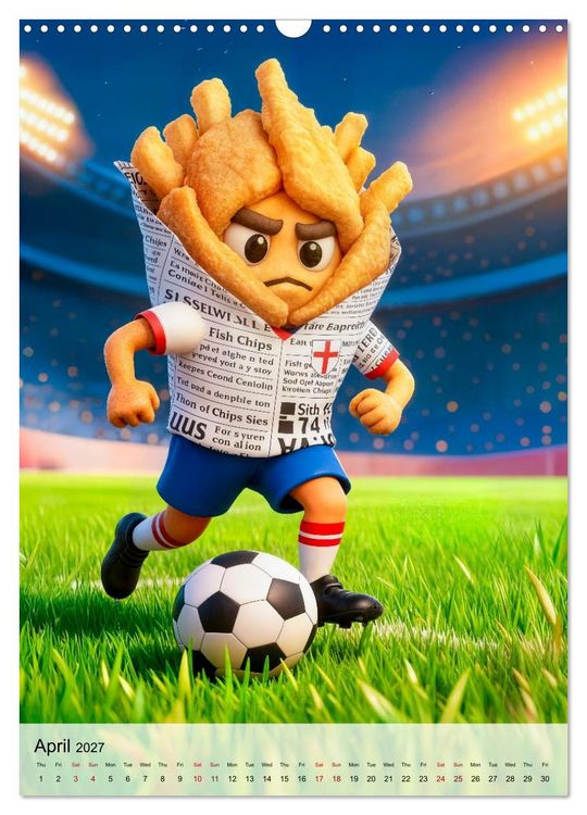 Produktbild: Funny Food Football - Creative Sports Characters (Wall Calendar 2027 DIN A3 portrait), CALVENDO 12 Month Wall Calendar