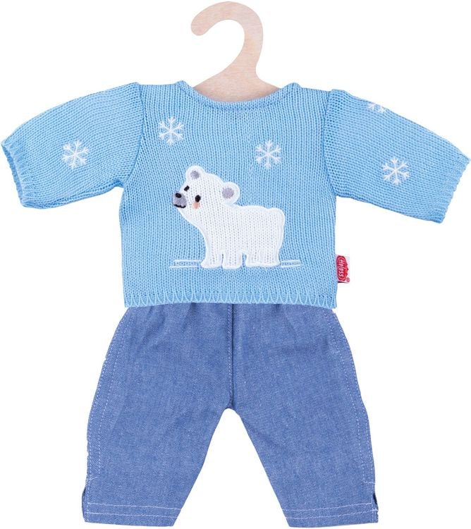 Produktbild: Puppen-Eisb&auml;r-Pullover mit Jeans, Gr. 35-45 cm, sortiert