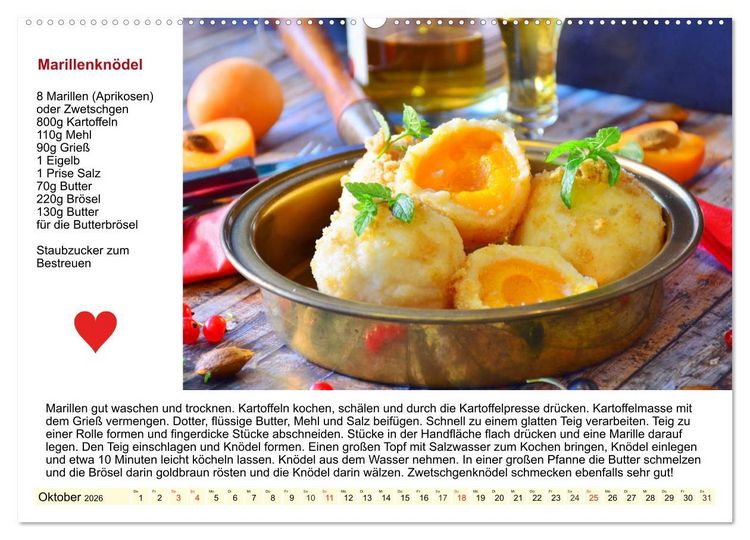 Produktbild: Delikates &Ouml;sterreich. K&uuml;chenkalender mit den klassischen S&uuml;&szlig;speisen (hochwertiger Premium Wandkalender 2026 DIN A2 quer), Kunstdruck in Hochglanz