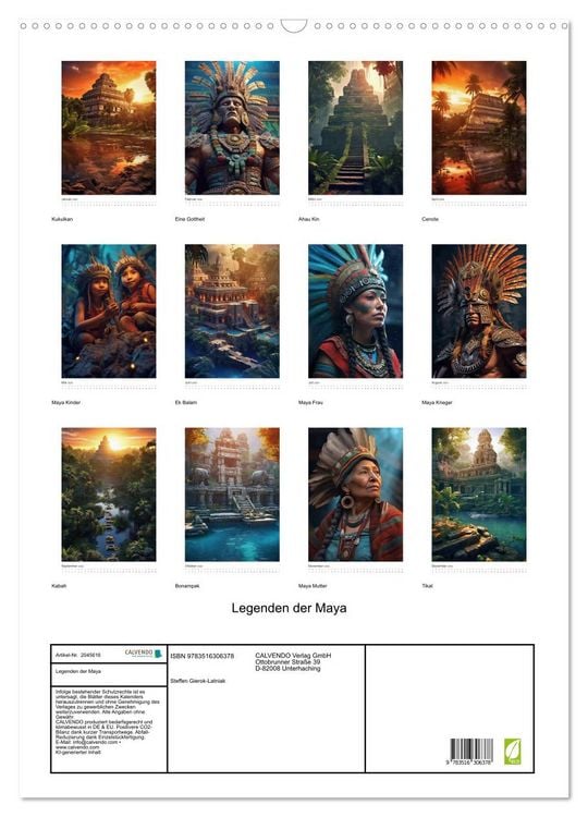 Produktbild: Legenden der Maya (Wandkalender 2026 DIN A2 hoch), CALVENDO Monatskalender