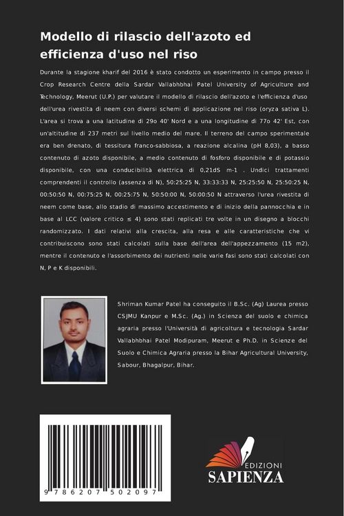 Produktbild: Modello di rilascio dell'azoto ed efficienza d'uso nel riso