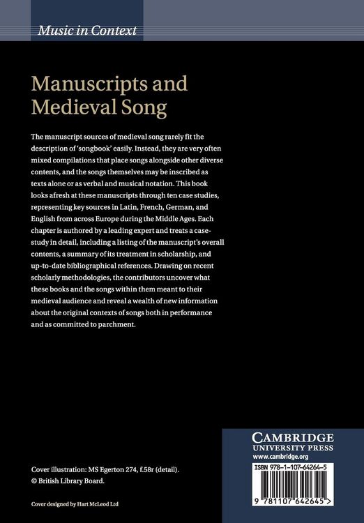 Produktbild: Manuscripts and Medieval Song