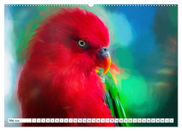 Produktbild: Papageien und Sittiche - Kunstbilder (Wandkalender 2026 DIN A2 quer), CALVENDO Monatskalender