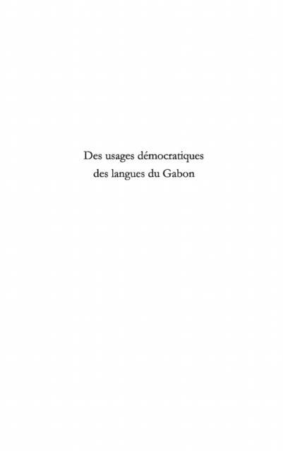 Produktbild: Des usages democratiques des langues du gabon