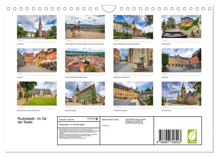 Produktbild: Rudolstadt - im Tal der Saale (Wandkalender 2026 DIN A4 quer), CALVENDO Monatskalender