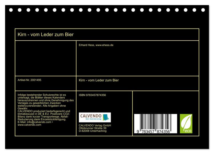 Produktbild: Kirn - vom Leder zum Bier (Tischkalender 2026 DIN A5 quer), CALVENDO Monatskalender
