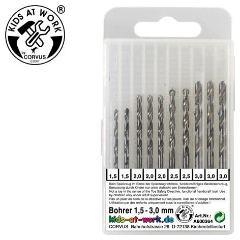 Produktbild: Corvus A600364 - Kids at work, Bohrer-Set 1,5-3,0 mm, 10 St&uuml;ck