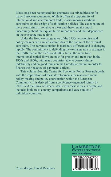 Produktbild: External Constraints on Macroeconomic Policy