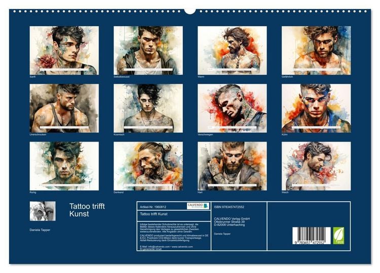 Produktbild: Tattoo trifft Kunst (hochwertiger Premium Wandkalender 2026 DIN A2 quer), Kunstdruck in Hochglanz