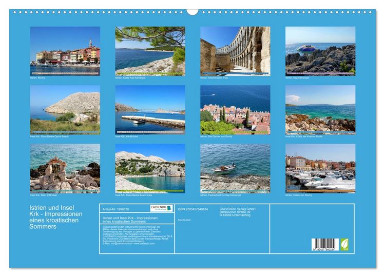 Produktbild: Istrien und Insel Krk - Impressionen eines kroatischen Sommers (Wandkalender 2026 DIN A2 quer), CALVENDO Monatskalender