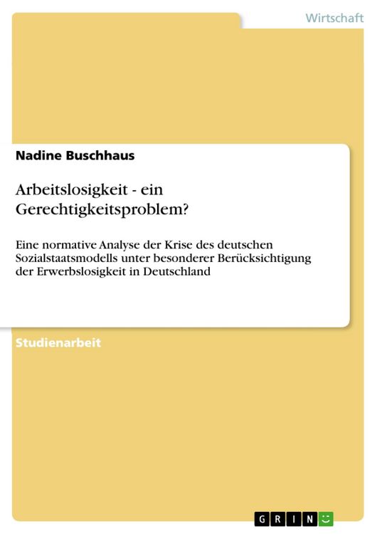Produktbild: Arbeitslosigkeit - ein Gerechtigkeitsproblem?