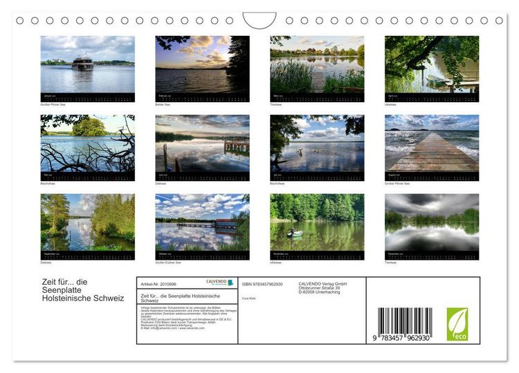 Produktbild: Zeit f&uuml;r... die Seenplatte Holsteinische Schweiz (Wandkalender 2026 DIN A4 quer), CALVENDO Monatskalender