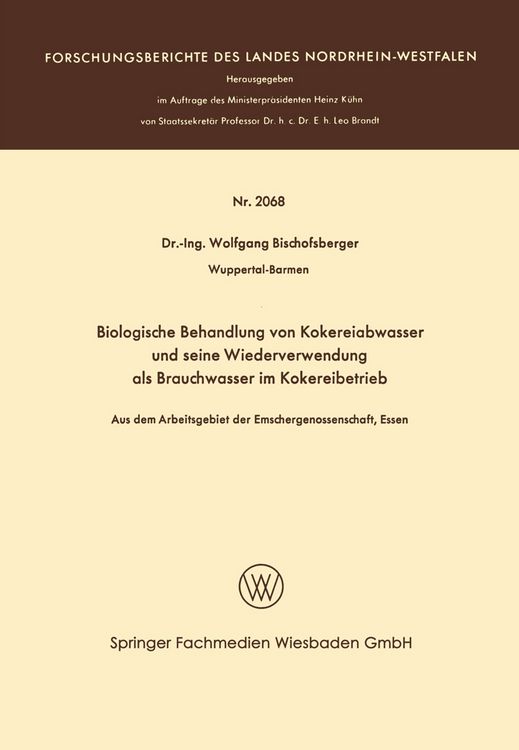 Produktbild: Biologische Behandlung von Kokereiabwasser und seine Wiederverwendung als Brauchwasser im Kokereibetrieb
