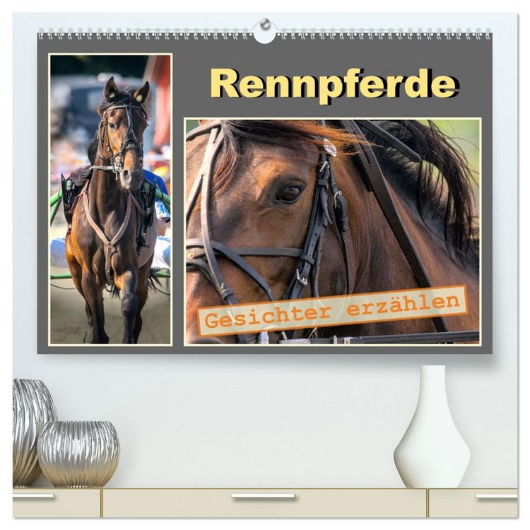 Produktbild: Rennpferde - Gesichter erz&auml;hlen (hochwertiger Premium Wandkalender 2026 DIN A2 quer), Kunstdruck in Hochglanz
