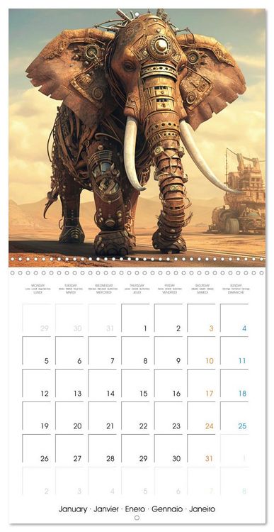 Produktbild: Cr&eacute;atures r&eacute;tro-m&eacute;caniques (Calendrier mural carr&eacute; 2026 30x30 cm) Calendrier double avec une page pour vos prises de notes