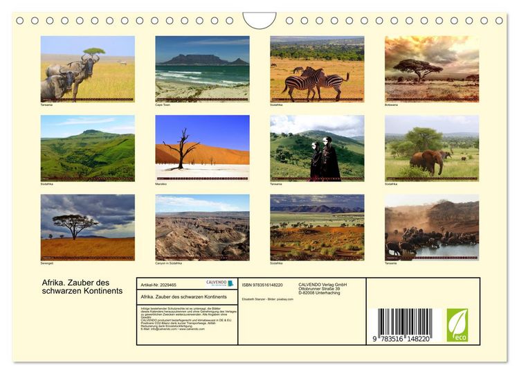 Produktbild: Afrika. Zauber des schwarzen Kontinents (Wandkalender 2026 DIN A4 quer), CALVENDO Monatskalender