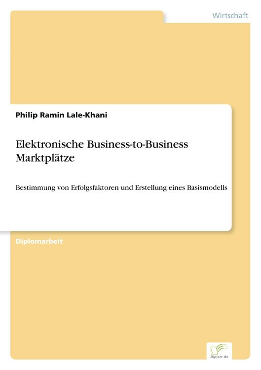 Produktbild: Elektronische Business-to-Business Marktpl&auml;tze