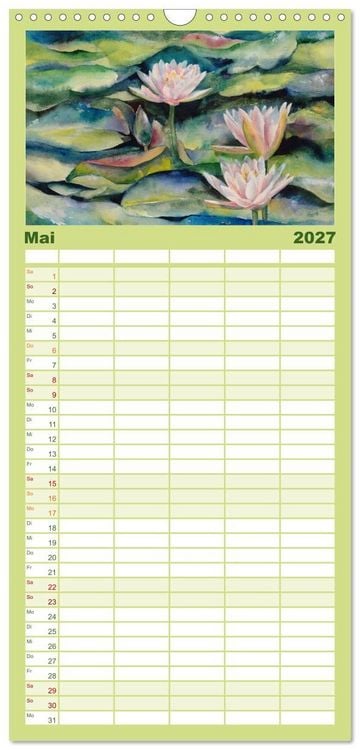 Produktbild: Familienplaner 2027 - Garten Aquarelle mit 5 Spalten (Wandkalender, 21 x 45 cm) CALVENDO