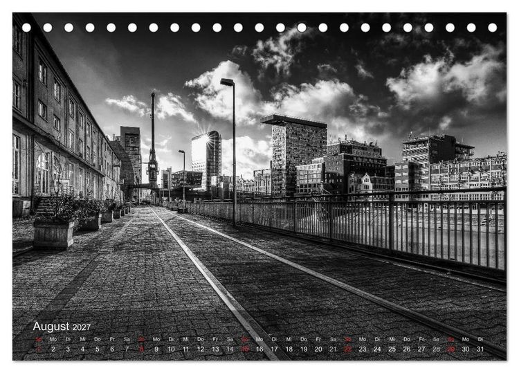 Produktbild: D&uuml;sseldorf Ansichten in Schwarz-Wei&szlig; (Tischkalender 2027 DIN A5 quer), CALVENDO Monatskalender