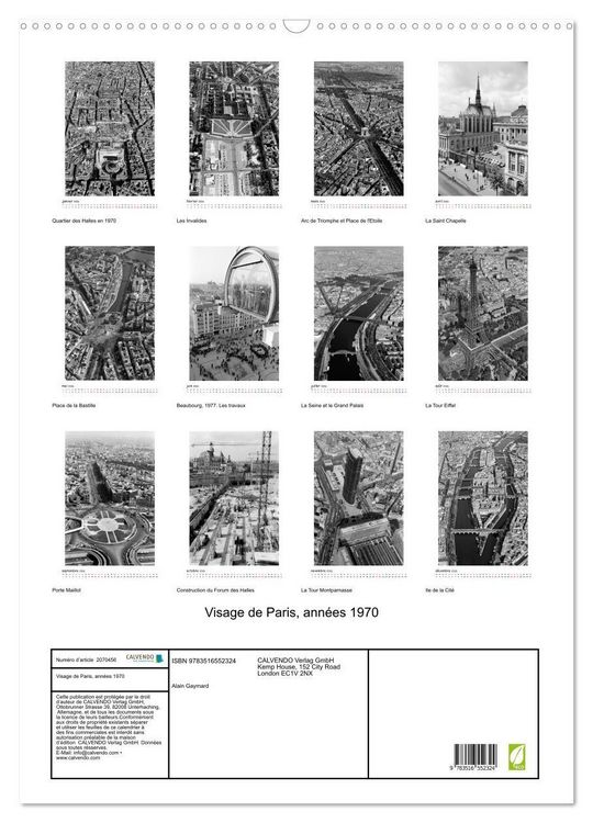 Produktbild: Visage de Paris, ann&eacute;es 1970 (Calendrier mural 2026 DIN A2 horizontal), CALVENDO calendrier mensuel