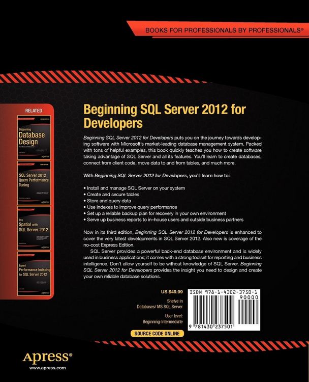 Produktbild: Beginning SQL Server 2012 for Developers