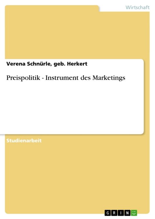Produktbild: Preispolitik - Instrument des Marketings