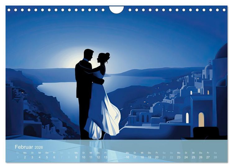 Produktbild: Santorini, Griechenland -Romatische Abendstimmung- (Wandkalender 2026 DIN A4 quer), CALVENDO Monatskalender