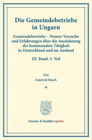 Produktbild: Die Gemeindebetriebe in Ungarn.