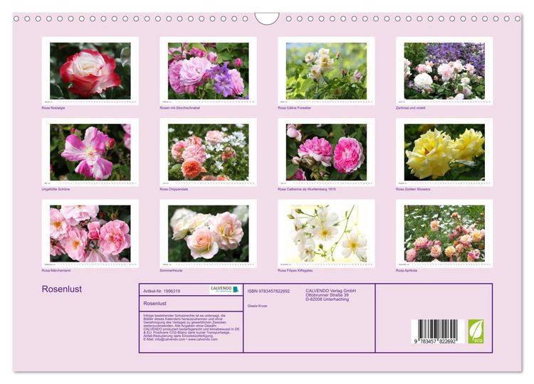 Produktbild: Rosenlust (Wandkalender 2026 DIN A3 quer), CALVENDO Monatskalender