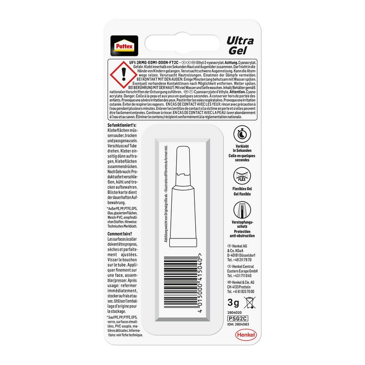 Produktbild: Pattex Kleben Pattex Sekundenkleber Ultra Gel, 3 g