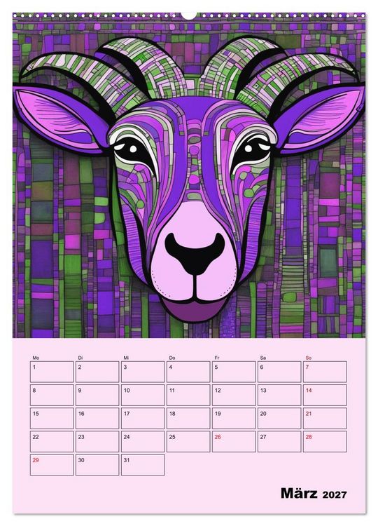 Produktbild: Farbenfrohe Tiermalerei (hochwertiger Premium Wandkalender 2027 DIN A2 hoch), Kunstdruck in Hochglanz