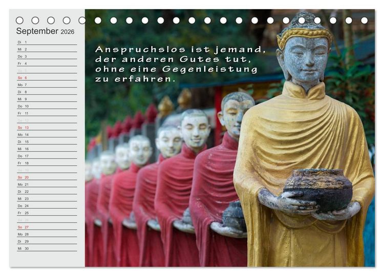 Produktbild: BUDDHA Buddhistische Weisheiten (Tischkalender 2026 DIN A5 quer), CALVENDO Monatskalender