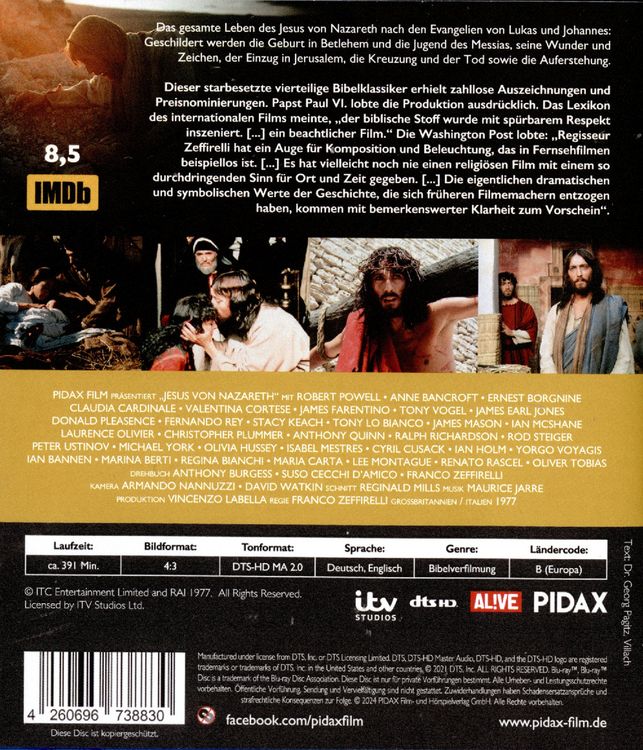 Produktbild: Jesus von Nazareth - Die Miniserie / Die komplette 4-teilige Miniserie mit Starbesetzung (Pidax Historien-Klassiker)