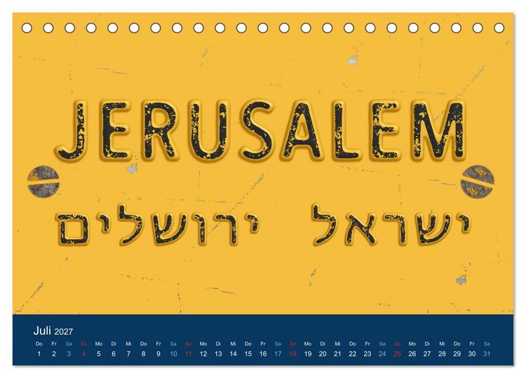 Produktbild: Geliebtes Jerusalem (Tischkalender 2027 DIN A5 quer), CALVENDO Monatskalender