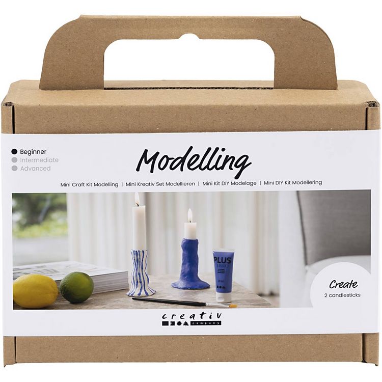Produktbild: Creativ Company DIY Sets Modellieren Mini Kreativ Set Modellieren, Ultramarinblau, Kerzenhalter, Kreativ Box