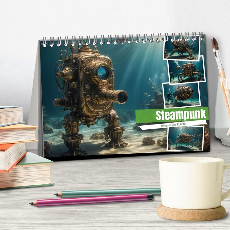 Produktbild: Steampunk - Unterwasser Roboter (Tischkalender 2026 DIN A5 quer), CALVENDO Monatskalender