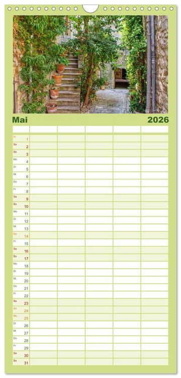 Produktbild: Familienplaner 2026 - Les Matelles - Mittelalterliches Kleinod mit 5 Spalten (Wandkalender, 21 x 45 cm) CALVENDO