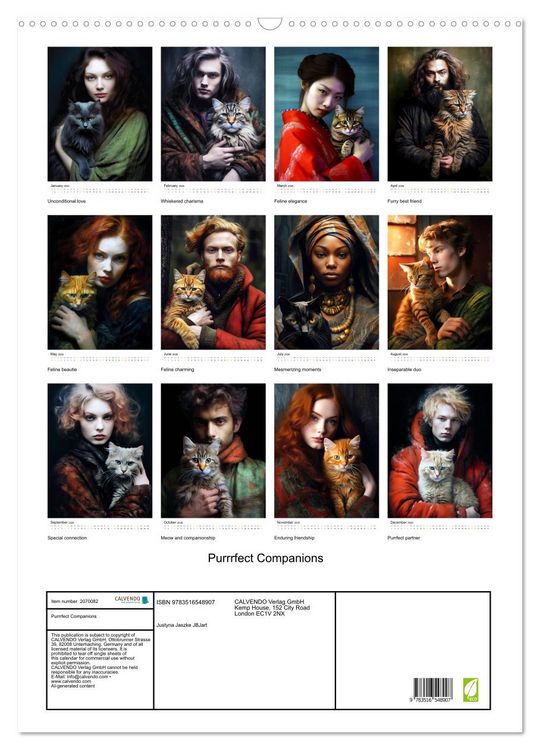 Produktbild: Purrrfect Companions (Wall Calendar 2026 DIN A2 portrait), CALVENDO 12 Month Wall Calendar