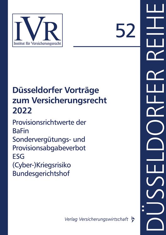 Produktbild: D&uuml;sseldorfer Vortr&auml;ge zum Versicherungsrecht 2022