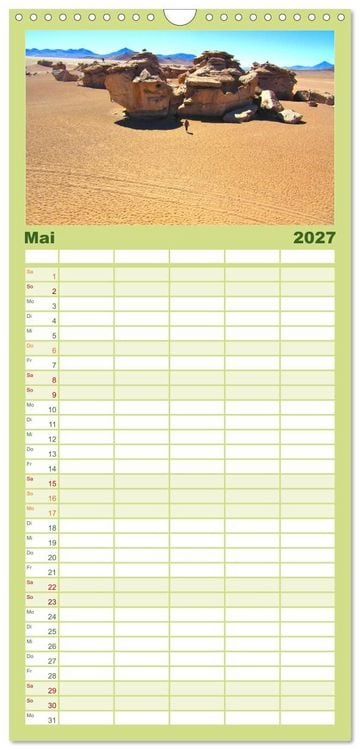 Produktbild: Familienplaner 2027 - Bolivien - Die geheime Perle S&uuml;damerikas mit 5 Spalten (Wandkalender, 21 x 45 cm) CALVENDO