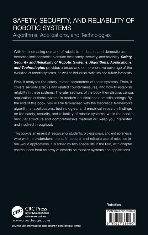 Produktbild: Safety, Security, and Reliability of Robotic Systems