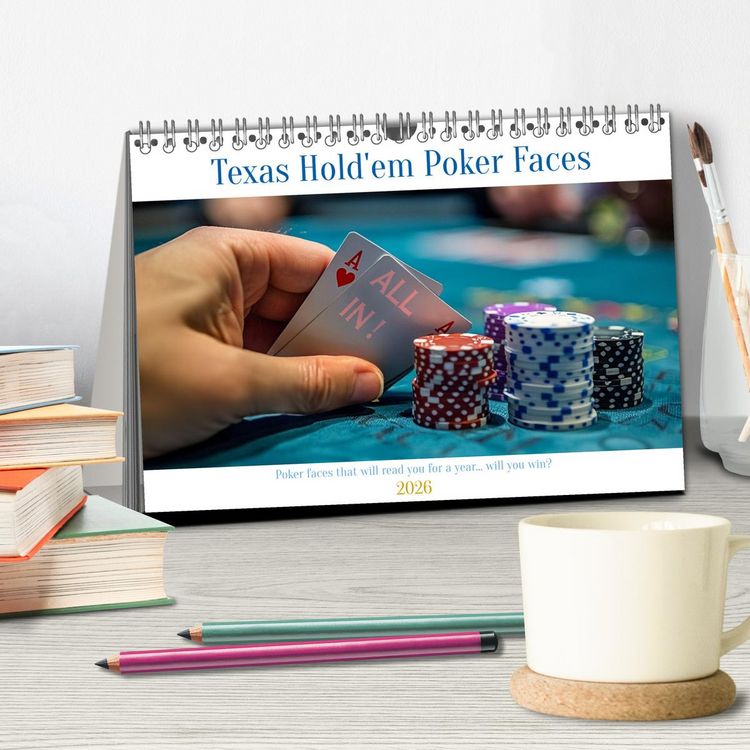 Produktbild: Texas Hold'em Poker Faces (Desk Calendar 2026 DIN A5 landscape), CALVENDO 12 Month DeskCalendar
