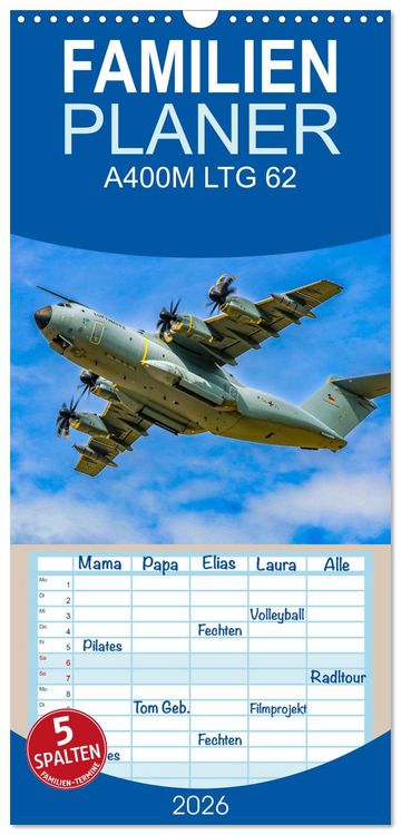 Produktbild: Familienplaner 2026 - A400M LTG 62 mit 5 Spalten (Wandkalender, 21 x 45 cm) CALVENDO