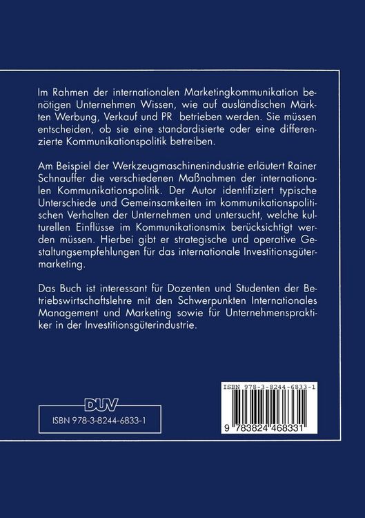 Produktbild: Internationale Kommunikationspolitik f&uuml;r Investitionsg&uuml;ter
