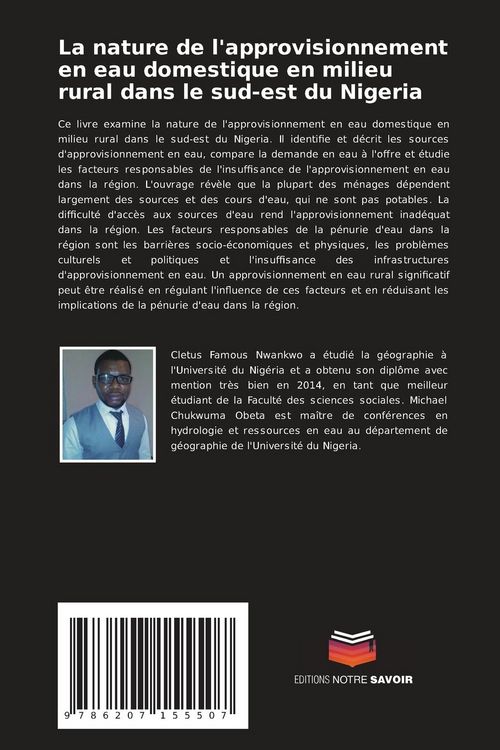 Produktbild: La nature de l'approvisionnement en eau domestique en milieu rural dans le sud-est du Nigeria