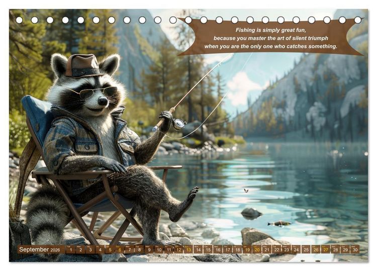 Produktbild: Funny charming animals as fishermen (Desk Calendar 2026 DIN A5 landscape), CALVENDO 12 Month DeskCalendar